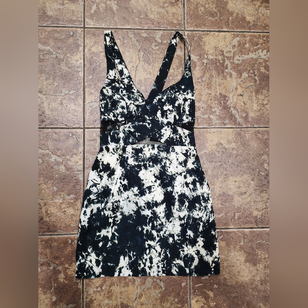 Like New Tie Dye Mini Dress with Sheer Cutouts Size Small